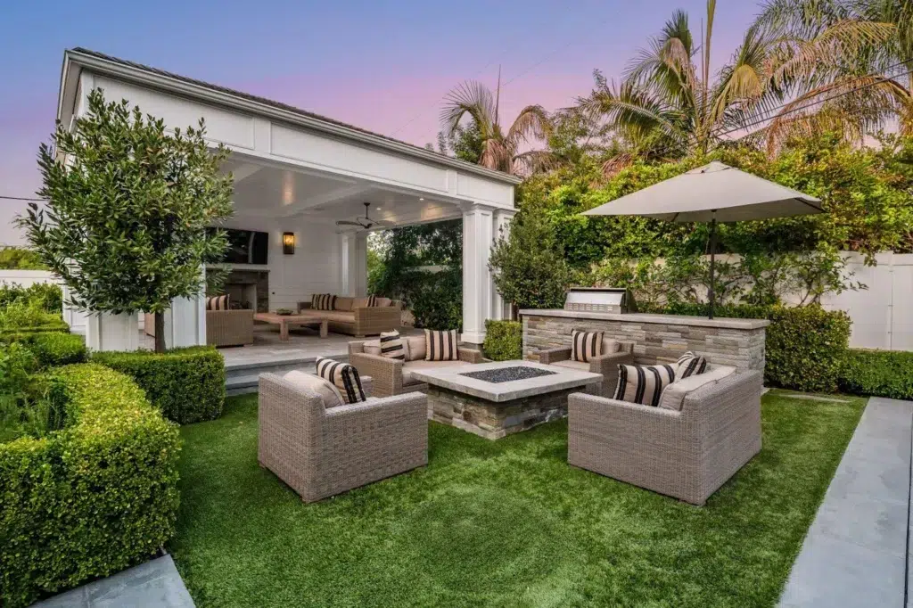 Describing Outdoor seating area in a new construction home.